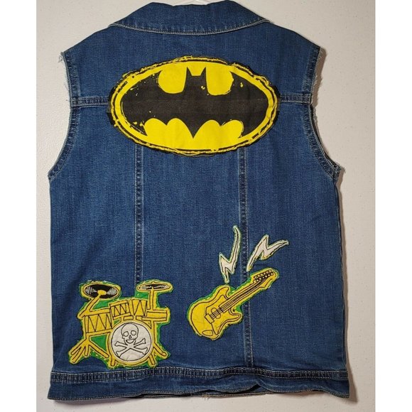 Batman Rockstar Garanimals 365 Kids Boys Or Girls Denim Blue Jean VEST Size 8